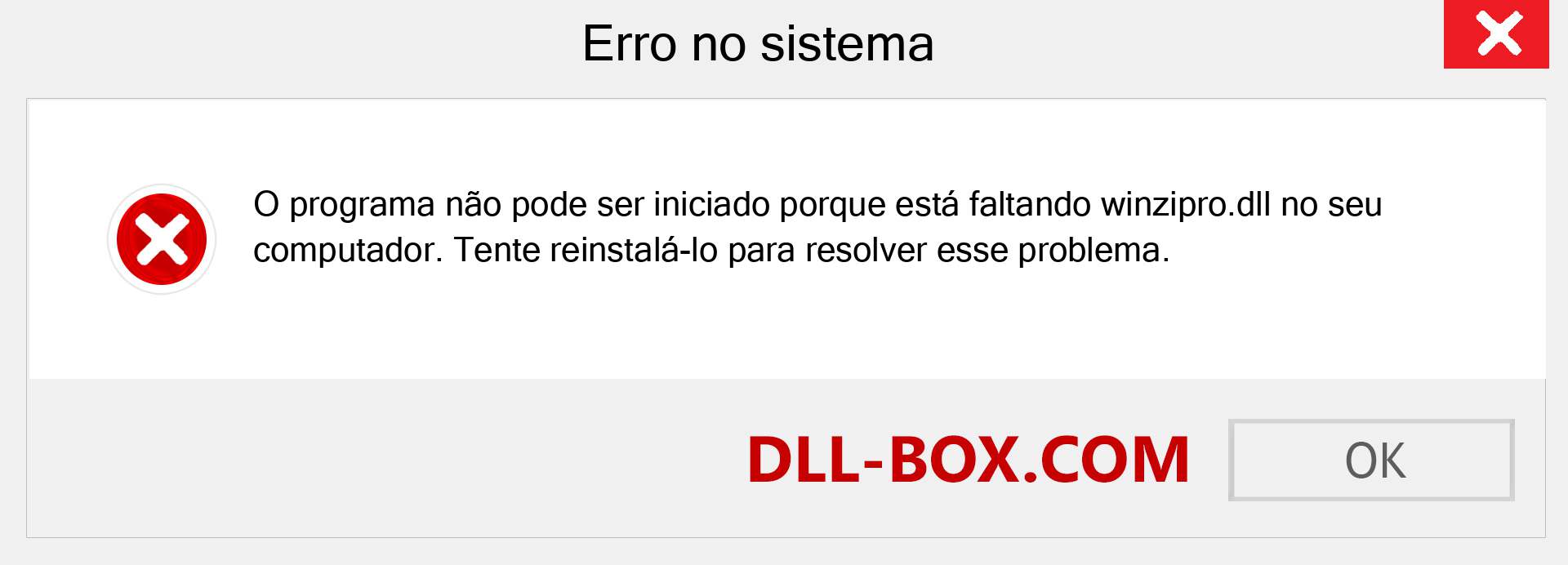 Arquivo winzipro.dll ausente ?. Download para Windows 7, 8, 10 - Correção de erro ausente winzipro dll no Windows, fotos, imagens